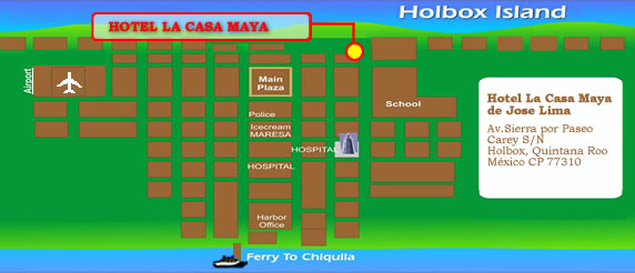 MAPA HOTEL CASA MAYA HOLBOX ,