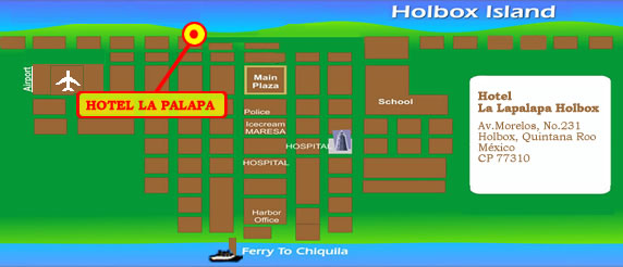 MAP HOTEL LA PALAPA HOLBOX ,